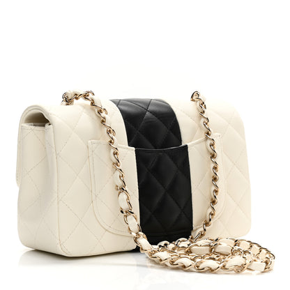Chanel Lambskin Quilted Mini Rectangular Flap White Black 3 of 12