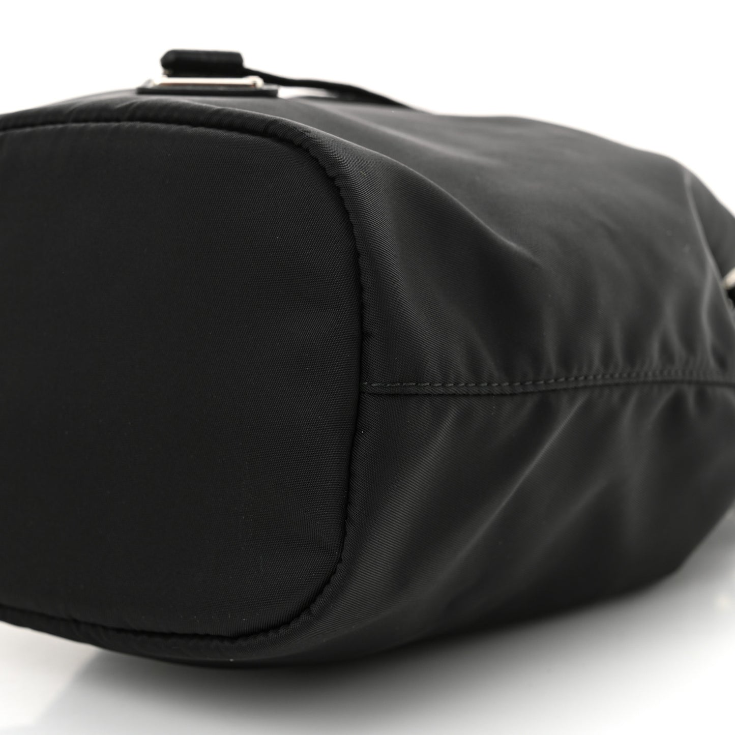 Saffiano Tessuto Nylon Vela Bucket Wristlet Black