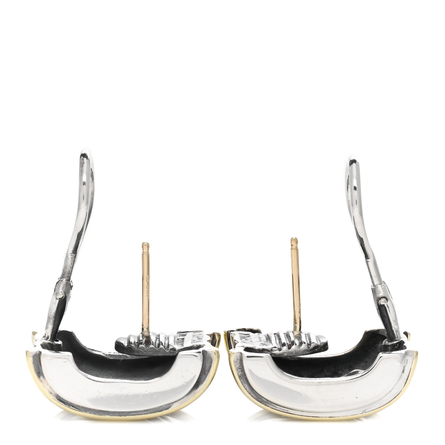 David Yurman Sterling Silver 14K Yellow Gold Cable Classics Cigar Band Earrings 3 of 3