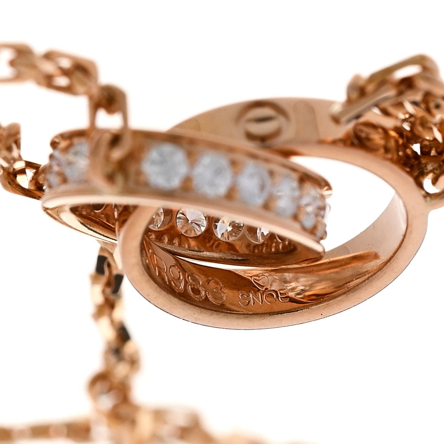 18K Pink Gold Diamond Interlocking LOVE Necklace