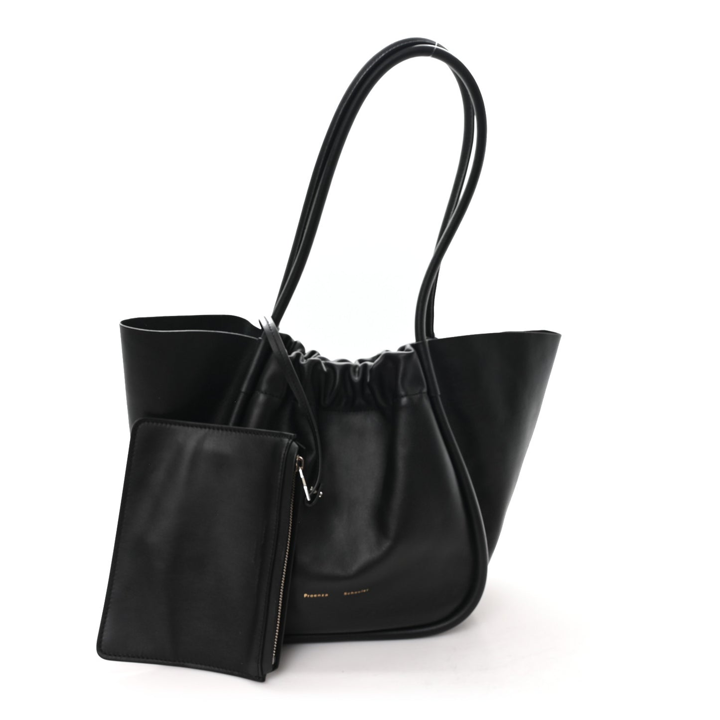 Calfskin Large Ruched Tote Black