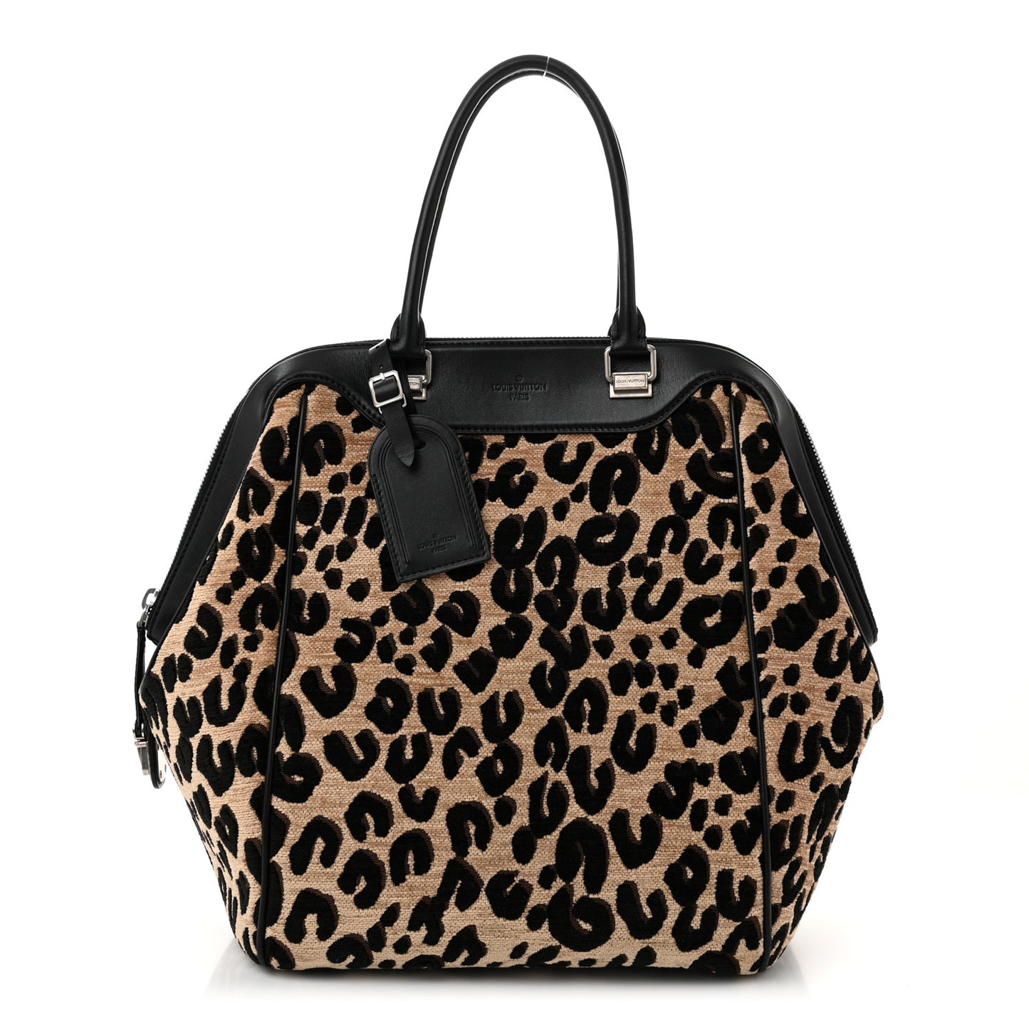 Jacquard Velvet Leopard Print Stephen Sprouse North South Bag Black