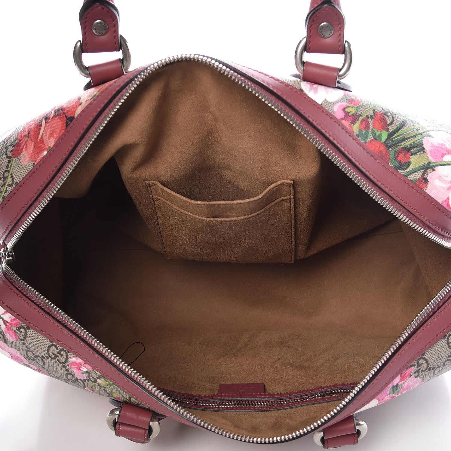 Gucci GG Supreme Monogram Blooms Medium Boston Beige Multicolor Dry Rose 8 of 10