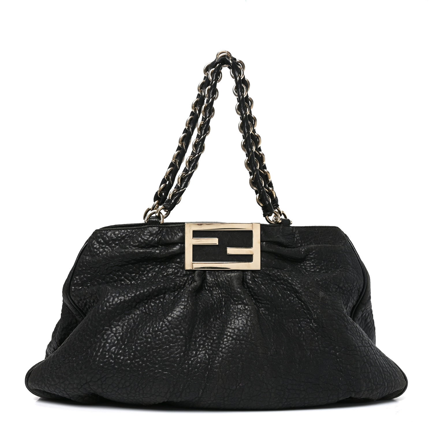Fendi Crinkled Lambskin Mia Tote Black 1 of 10