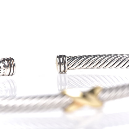 David Yurman Sterling Silver 18K Yellow Gold 4mm X Station Cable Bracelet 6 of 7
