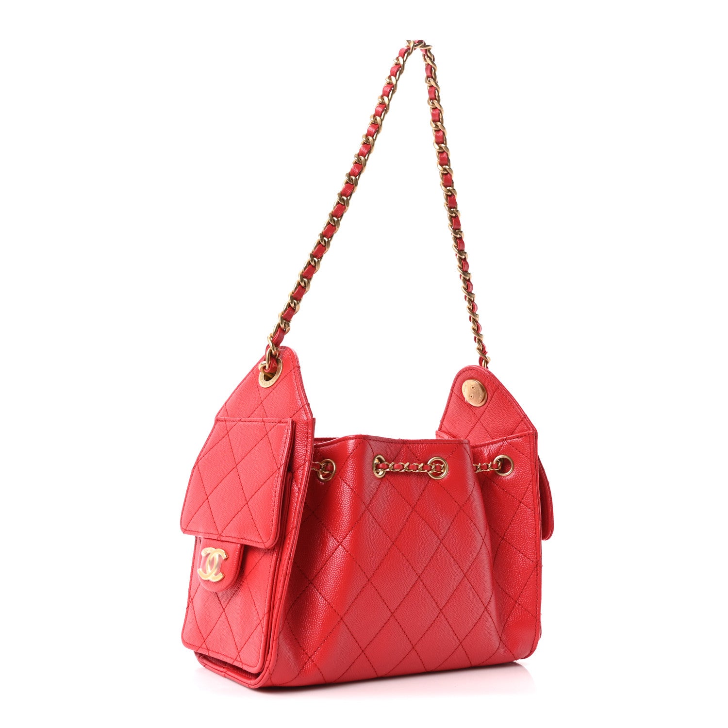 Chanel Caviar Quilted Mini Chanel 25 Handbag Red 3 of 11