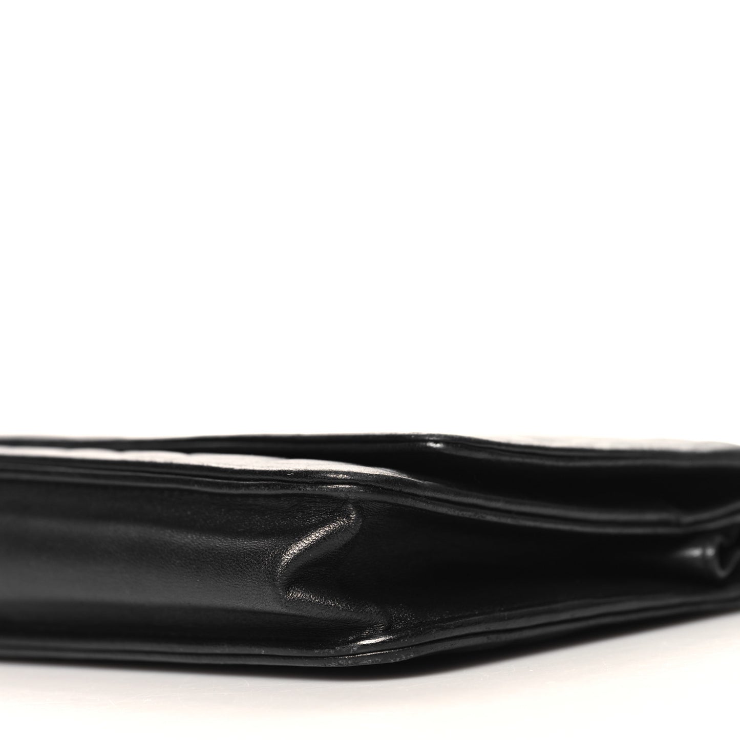 Lambskin Camellia Embossed Wallet On Chain WOC Black