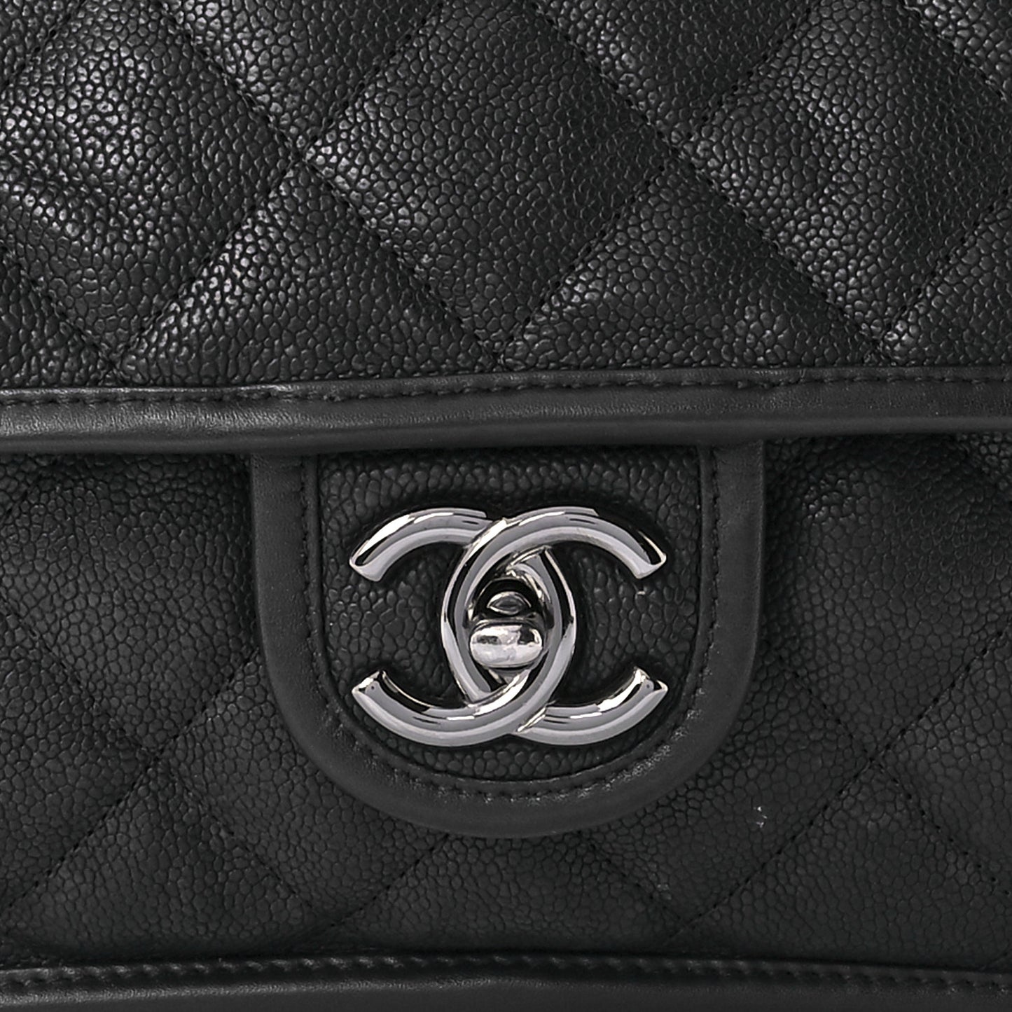 Caviar Quilted Large French Riviera Flap Black