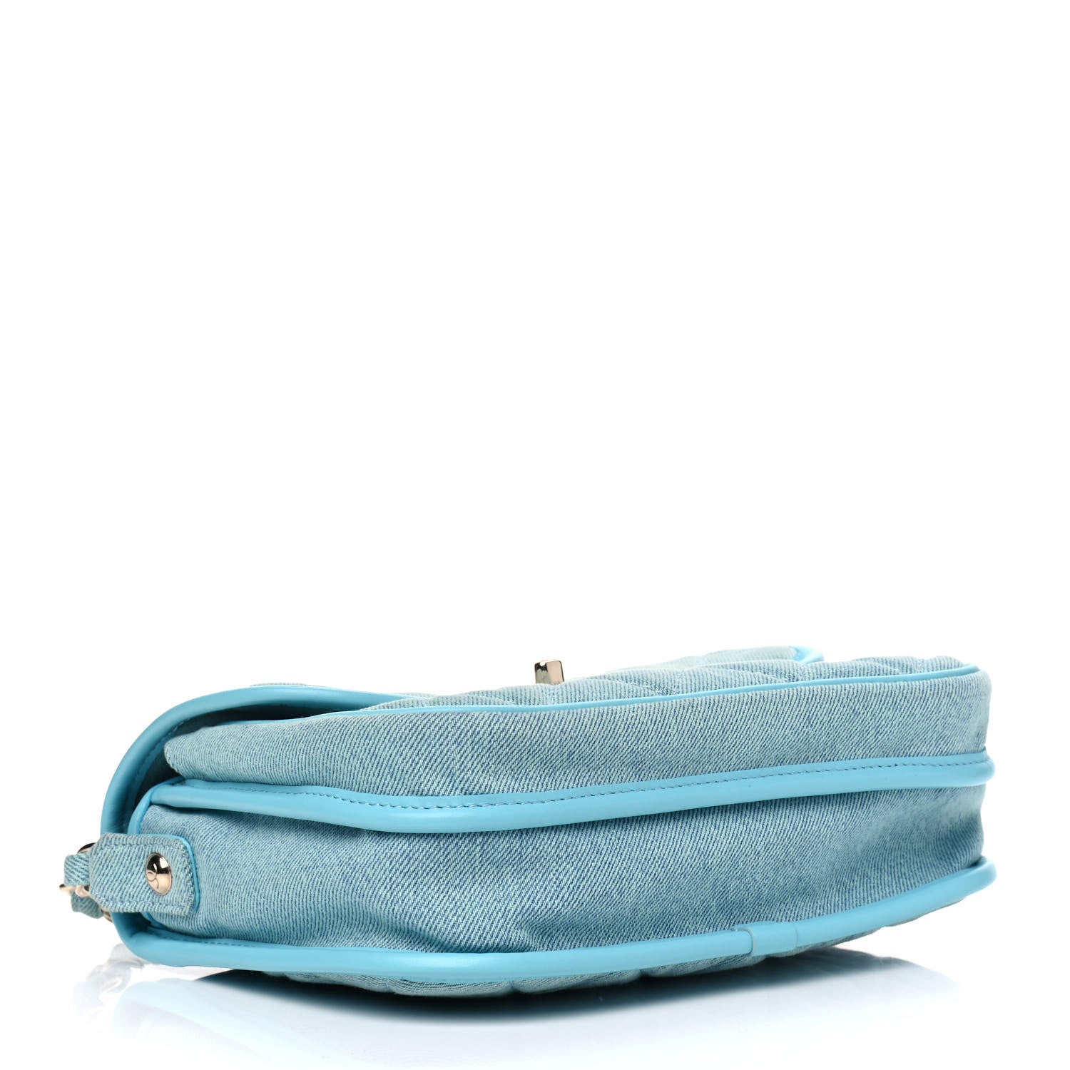 Chanel Denim Quilted Small Messenger Flap Neon Blue 3 of 4