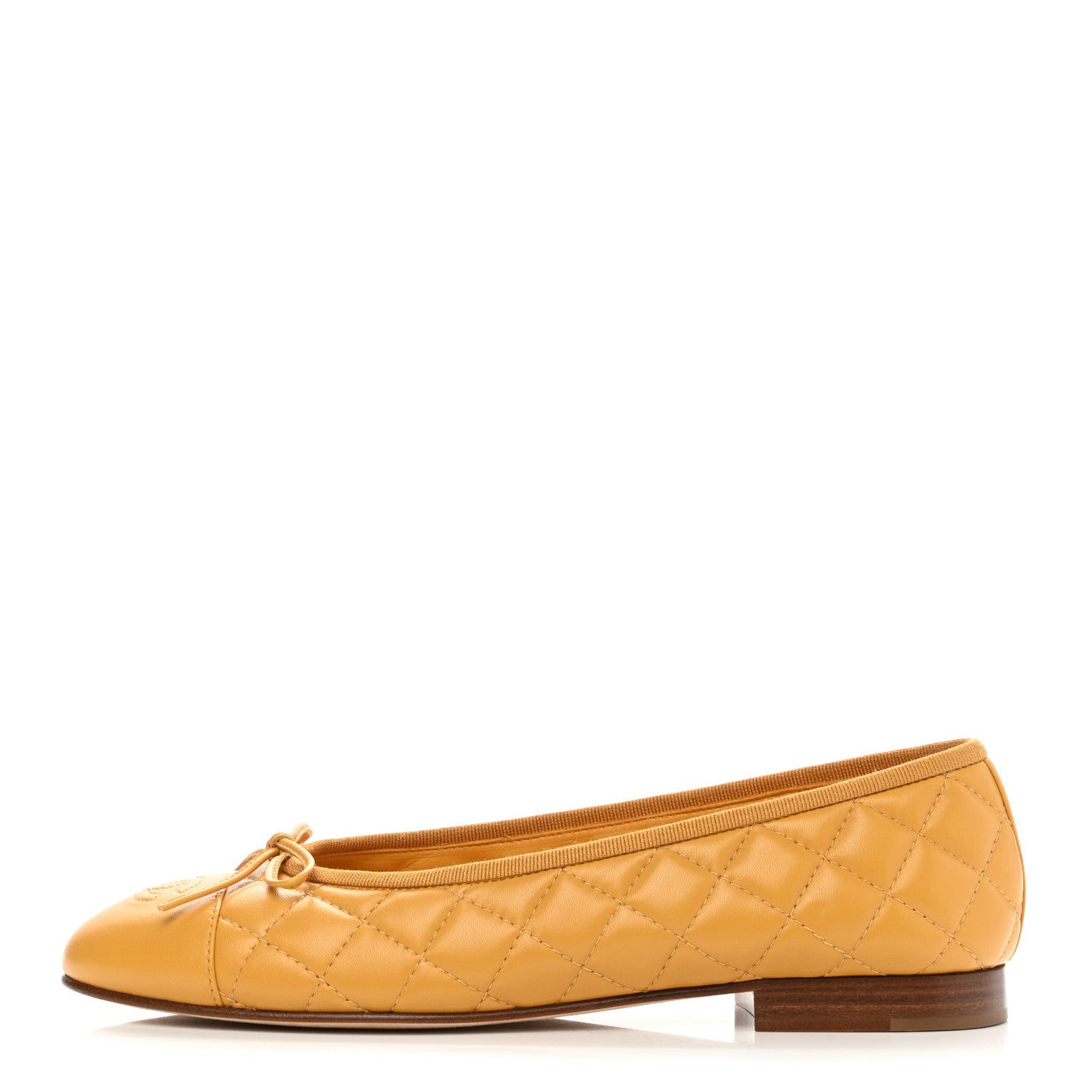 Chanel Lambskin Quilted CC Cap Toe Ballerina Flats 39.5 Yellow 1 of 8