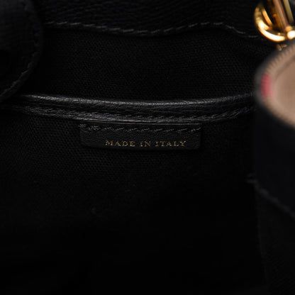 Burberry Grainy Calfskin House Check Small Banner Tote Black 9 of 10
