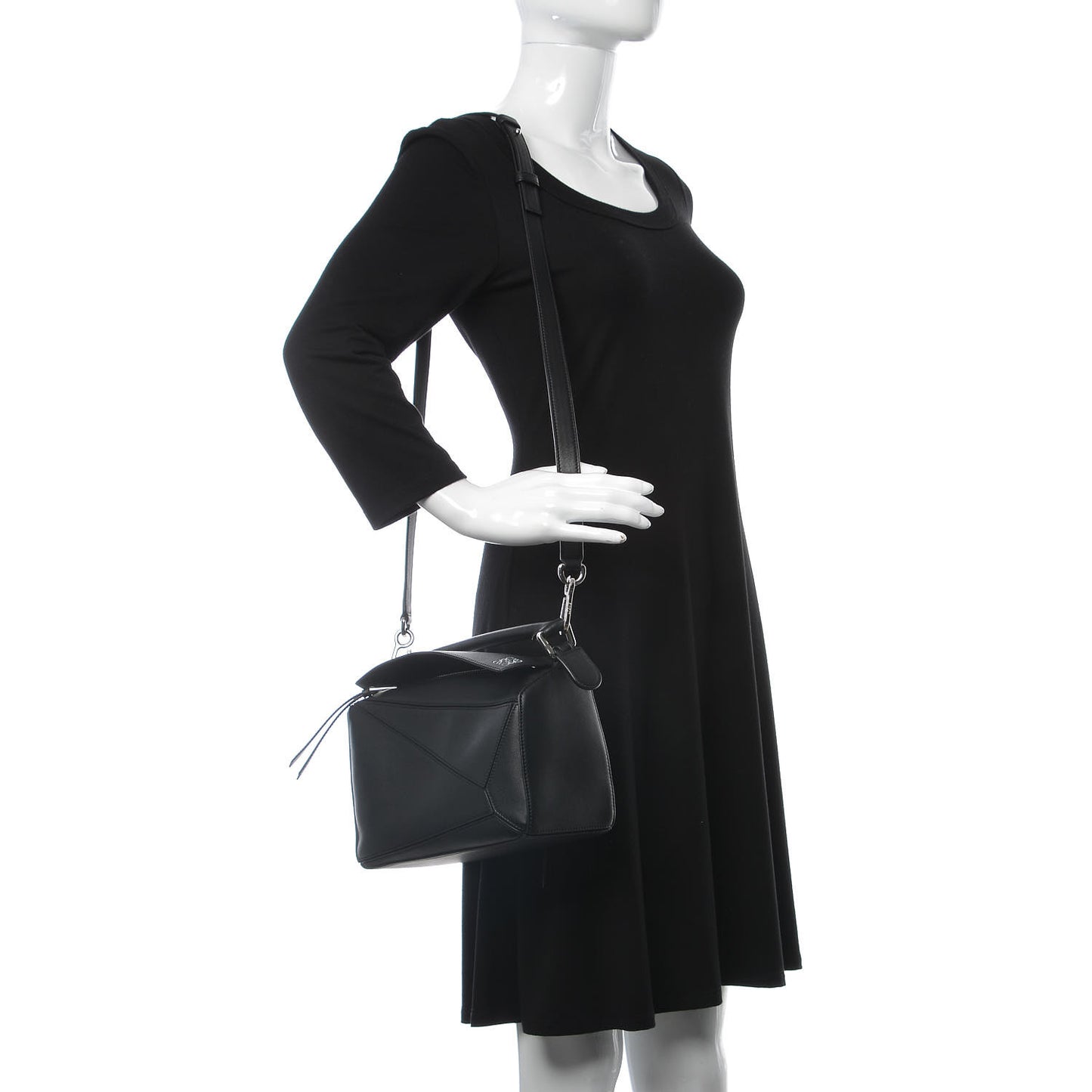 Calfskin Small Puzzle Bag Black