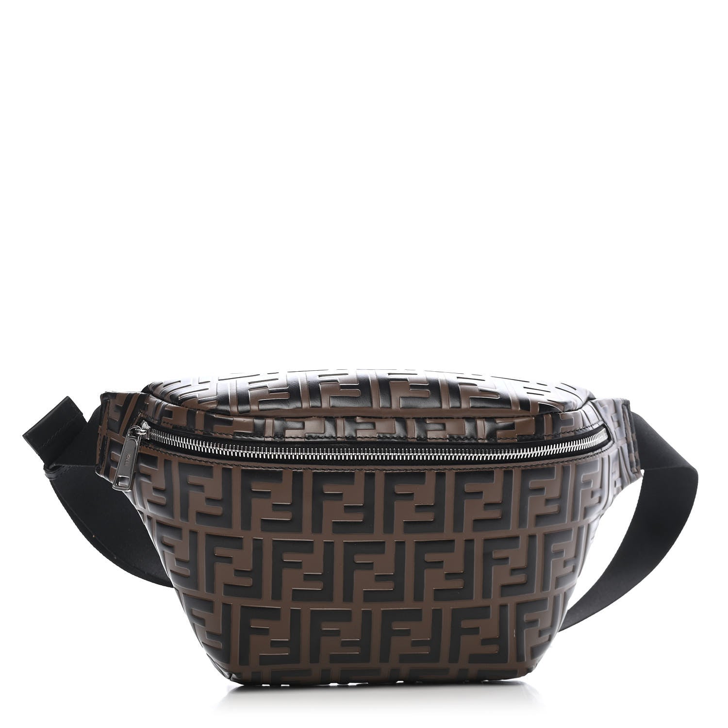 Fendi Vitello Century Bi-Color FF 1974 Embossed Belt Bag Maya Black 1 of 10