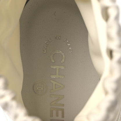 Chanel Tweed Patent Calfskin Runway Wedge Short Platform Boots 38 White Ivory 9 of 13