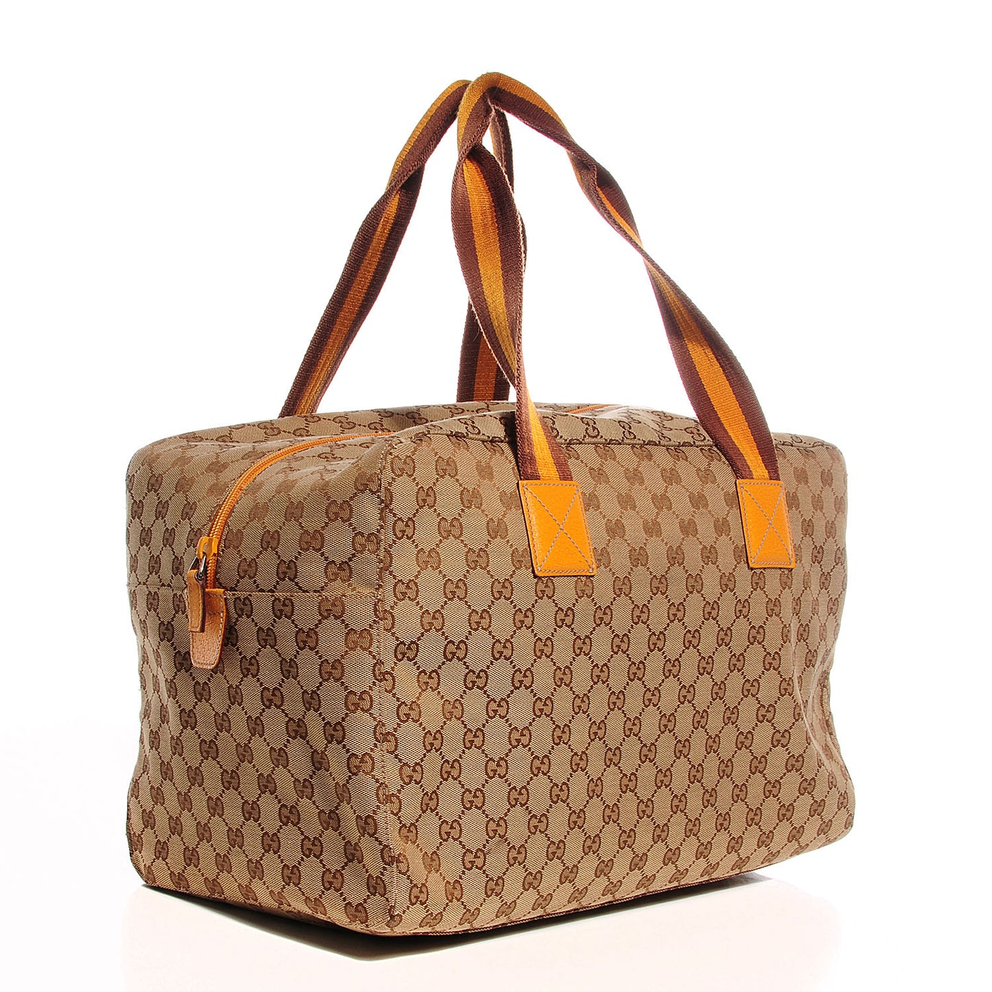 GG Monogram Web Medium Collapsable Carry On Duffle Beige Orange