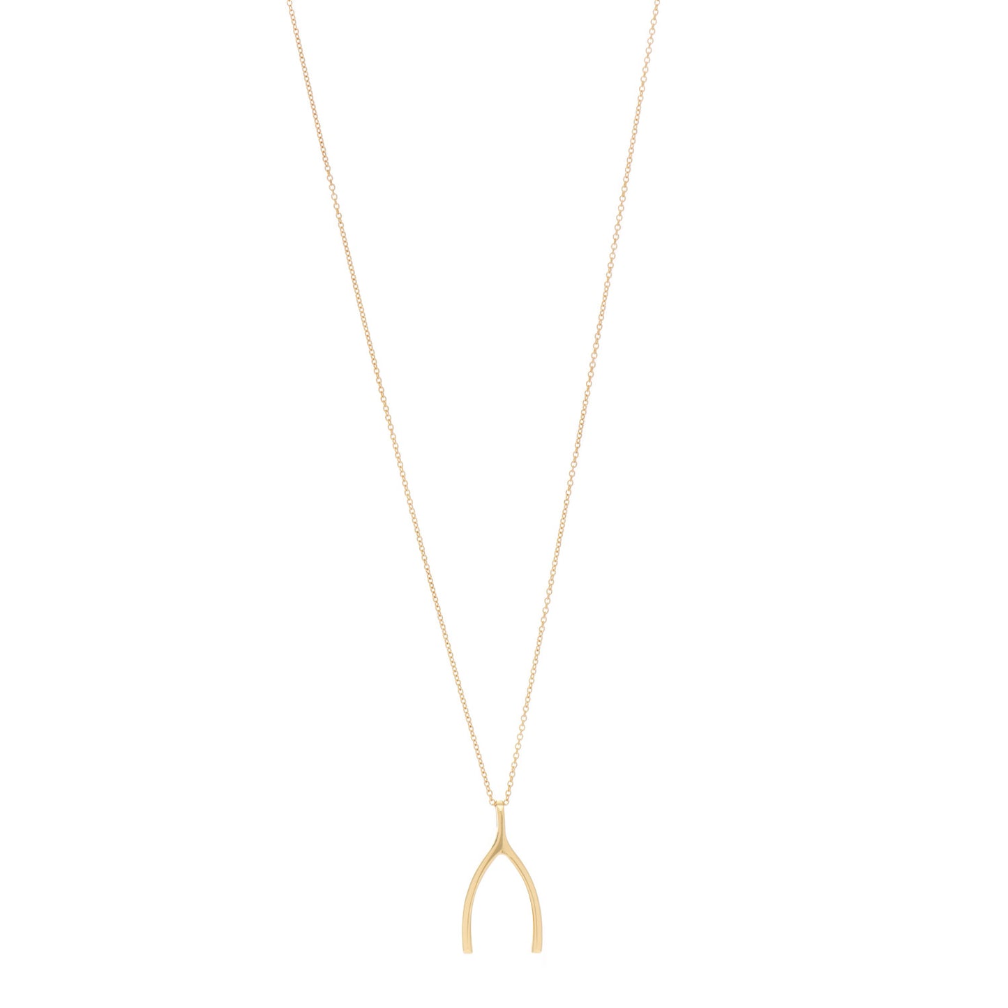 18K Yellow Gold Wishbone Pendant Necklace