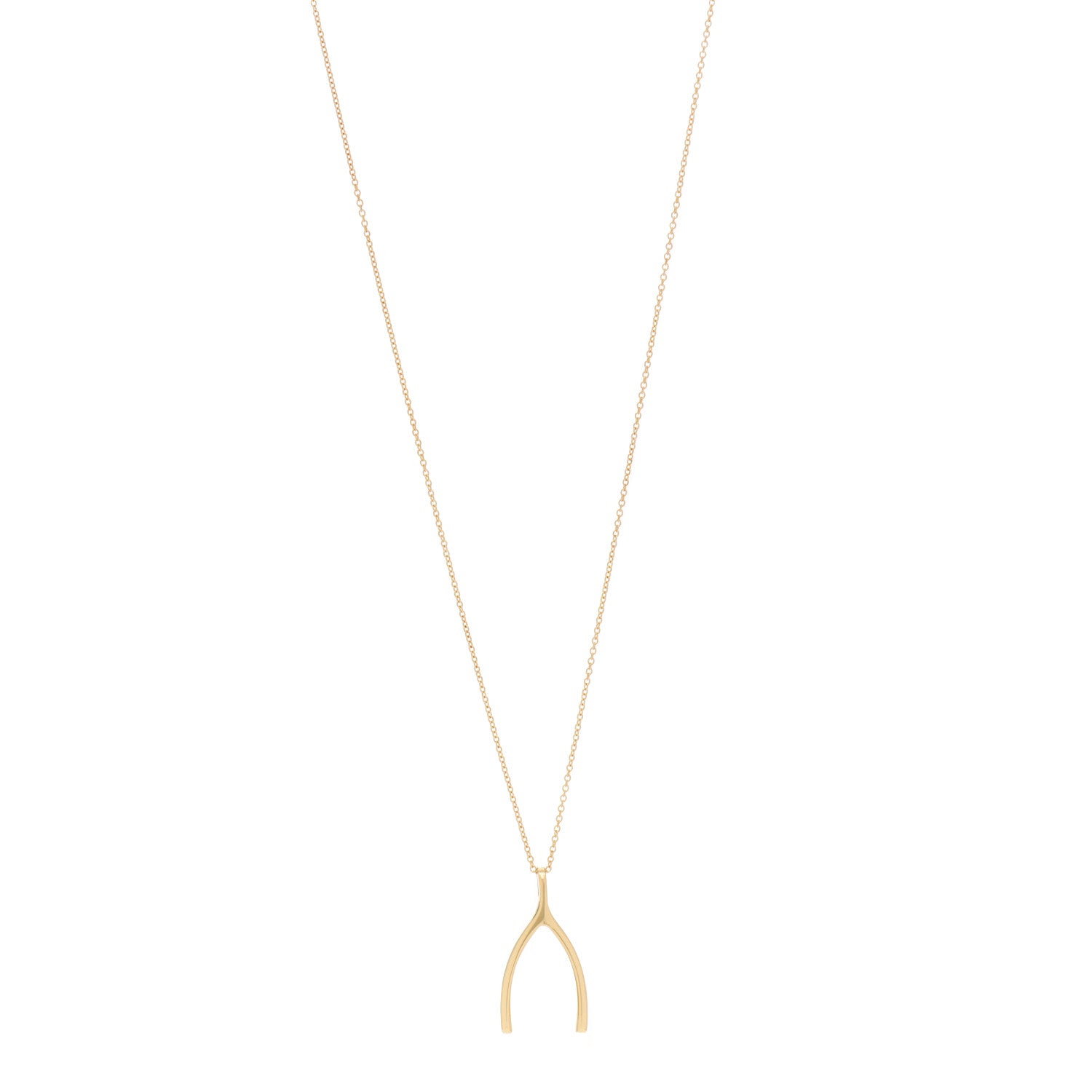 Jennifer Meyer 18K Yellow Gold Wishbone Pendant Necklace 1 of 7
