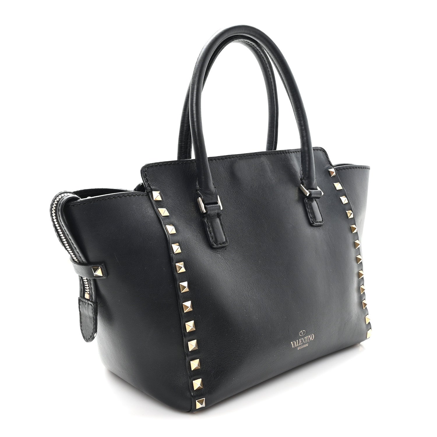 Valentino Garavani Vitello Small Rockstud Double Handle Tote Black 3 of 11