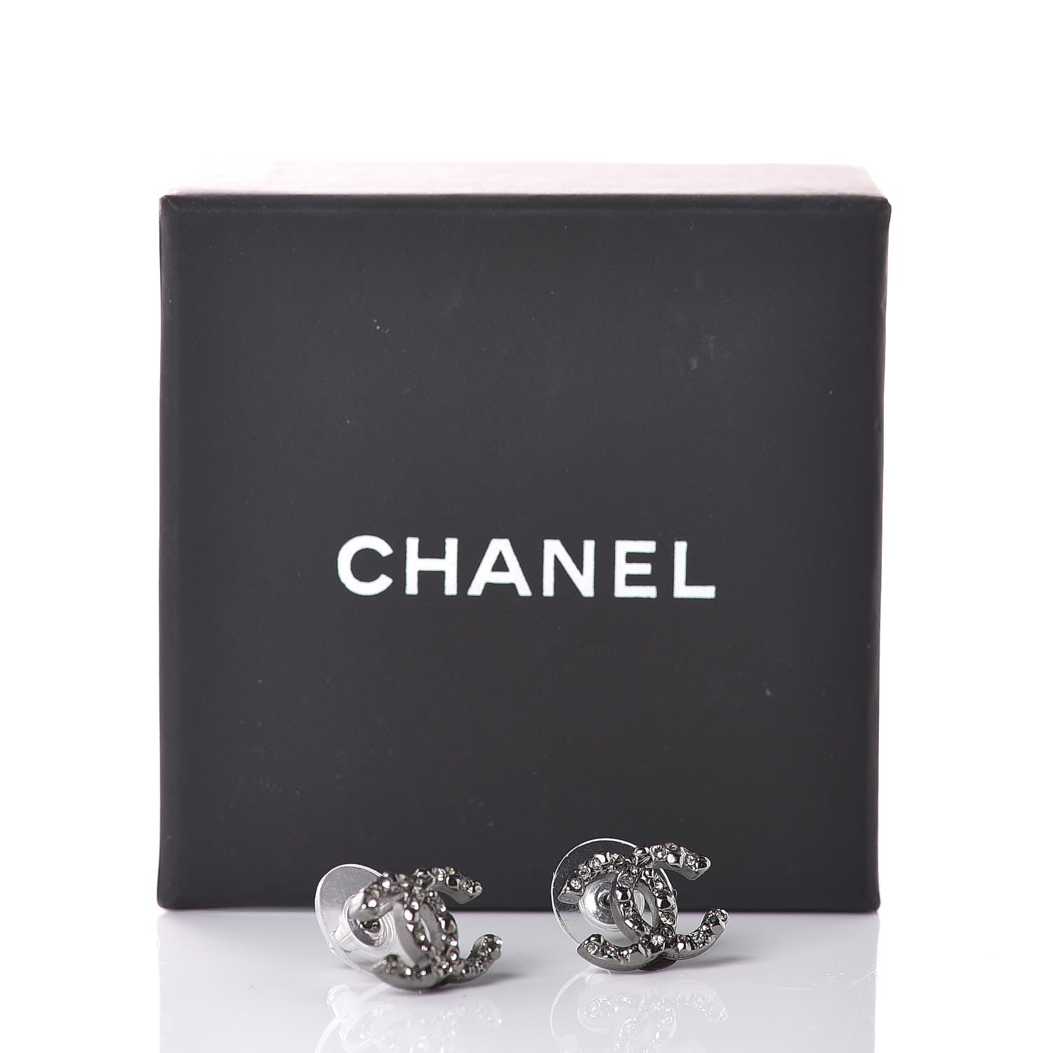 Chanel Ruthenium Crystal CC Earrings 5 of 5