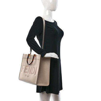 Fendi Vitello King Plexiglass Logo Embossed Medium Fendi Sunshine Shopper Tote Light Rose 2 of 8