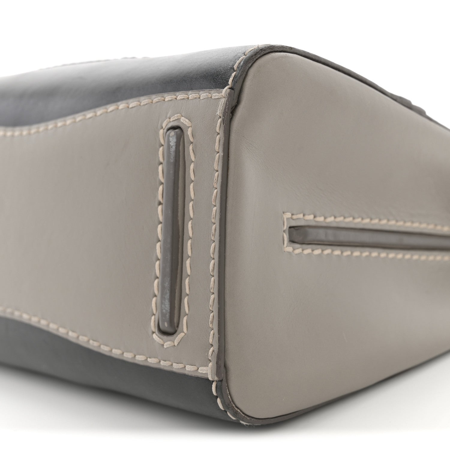 Prada Vitello Tri-Color Medium Sound Top Handle Satchel Grigio Black 9 of 15