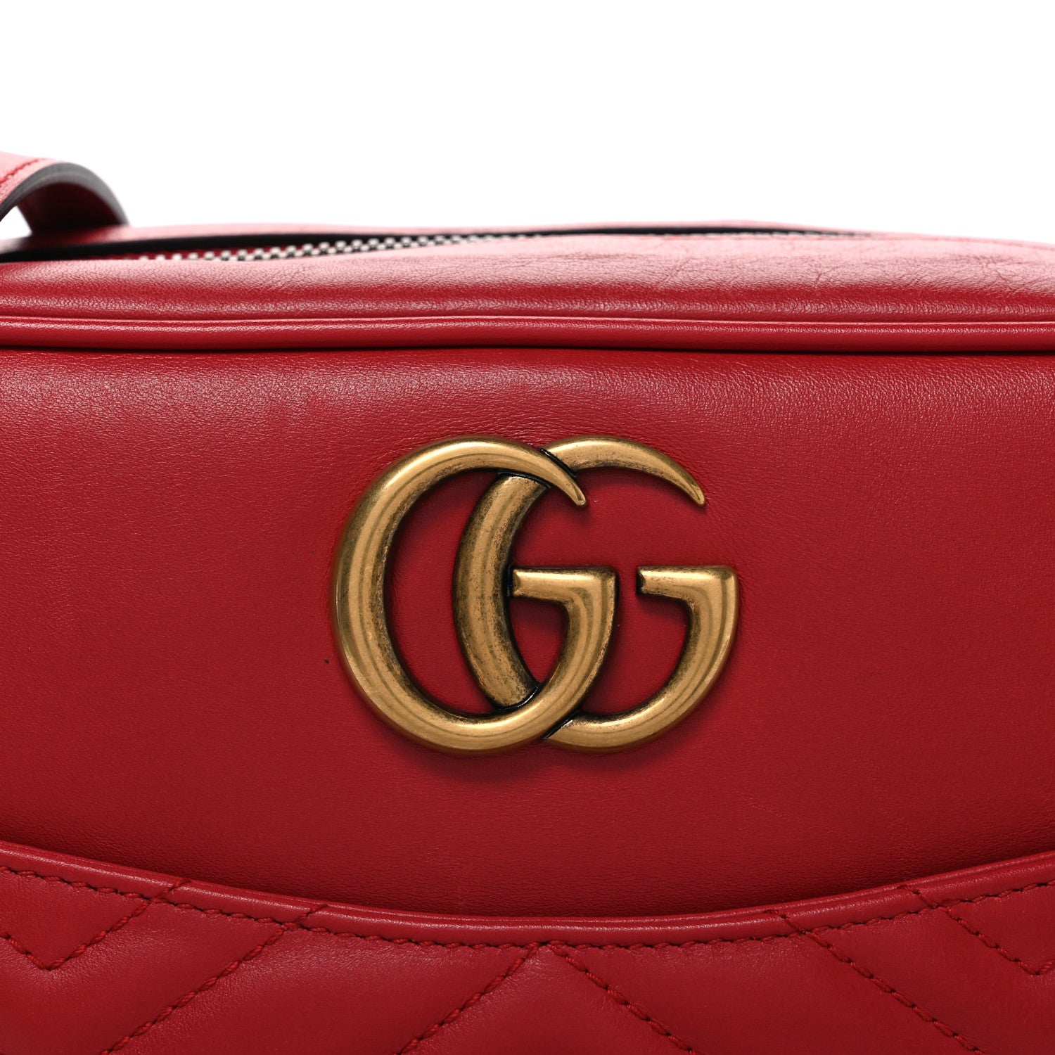Gucci Calfskin Matelasse Medium GG Marmont Chain Shoulder Bag Hibiscus Red 8 of 10