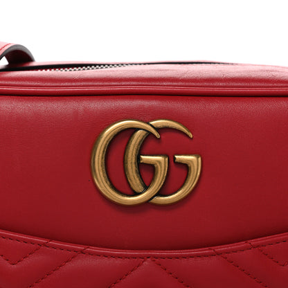 Gucci Calfskin Matelasse Medium GG Marmont Chain Shoulder Bag Hibiscus Red 8 of 10