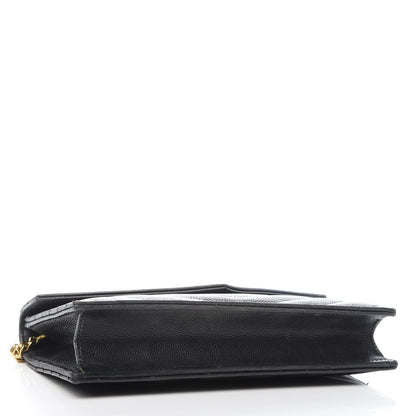 Saint Laurent Grain De Poudre Matelasse Chevron Monogram Chain Wallet 4 of 10