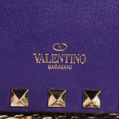 Valentino Garavani Vitello Rockstud Chain Flap Crossbody Bag Purple 8 of 8
