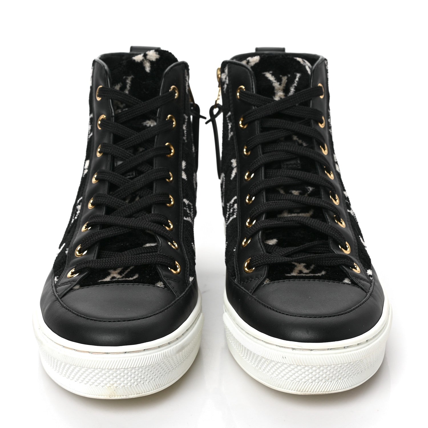 Louis Vuitton Velvet Monogram Stellar Sneakers 38.5 Black White 2 of 7
