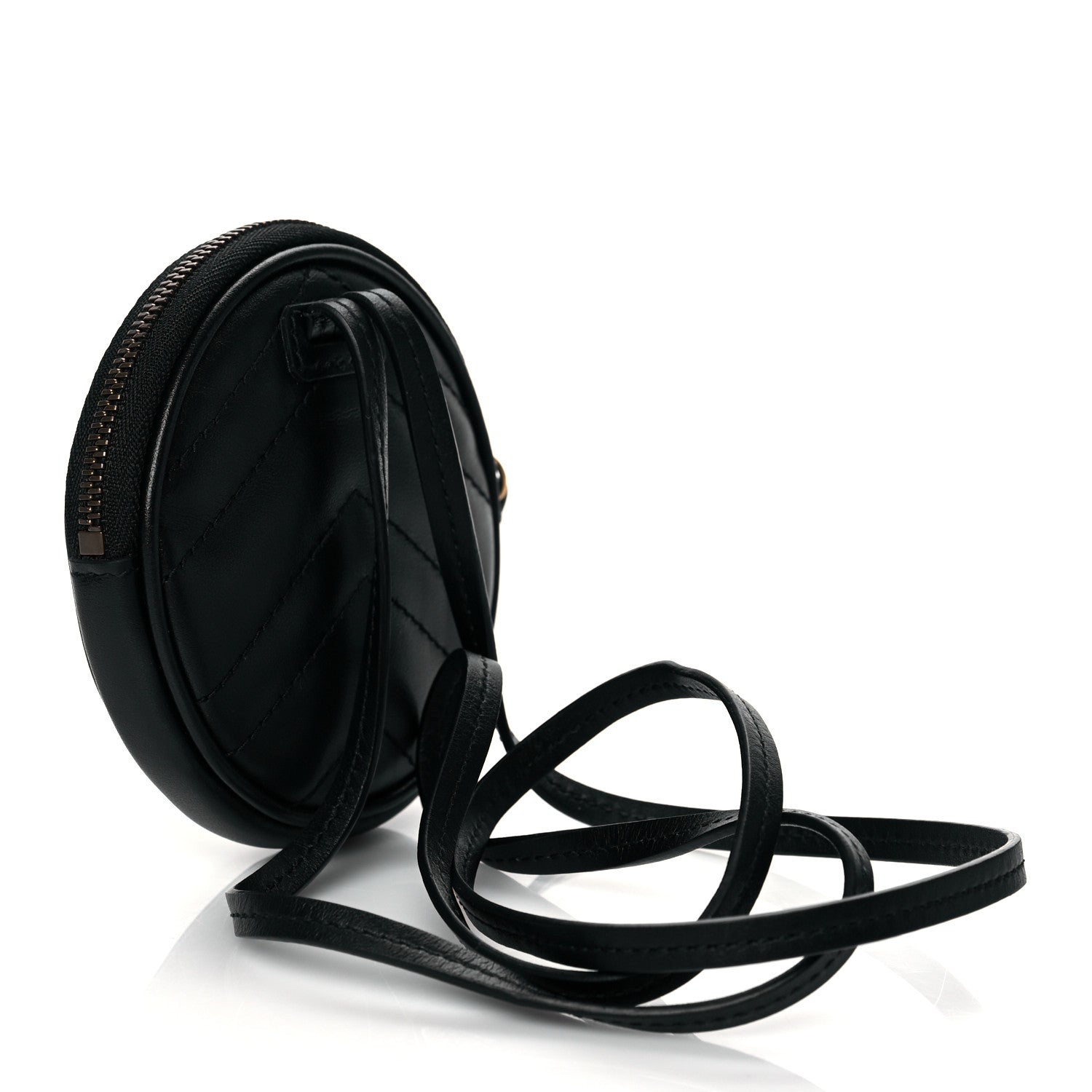 Gucci Calfskin Matelasse GG Marmont Round Mini Bag Black 3 of 11