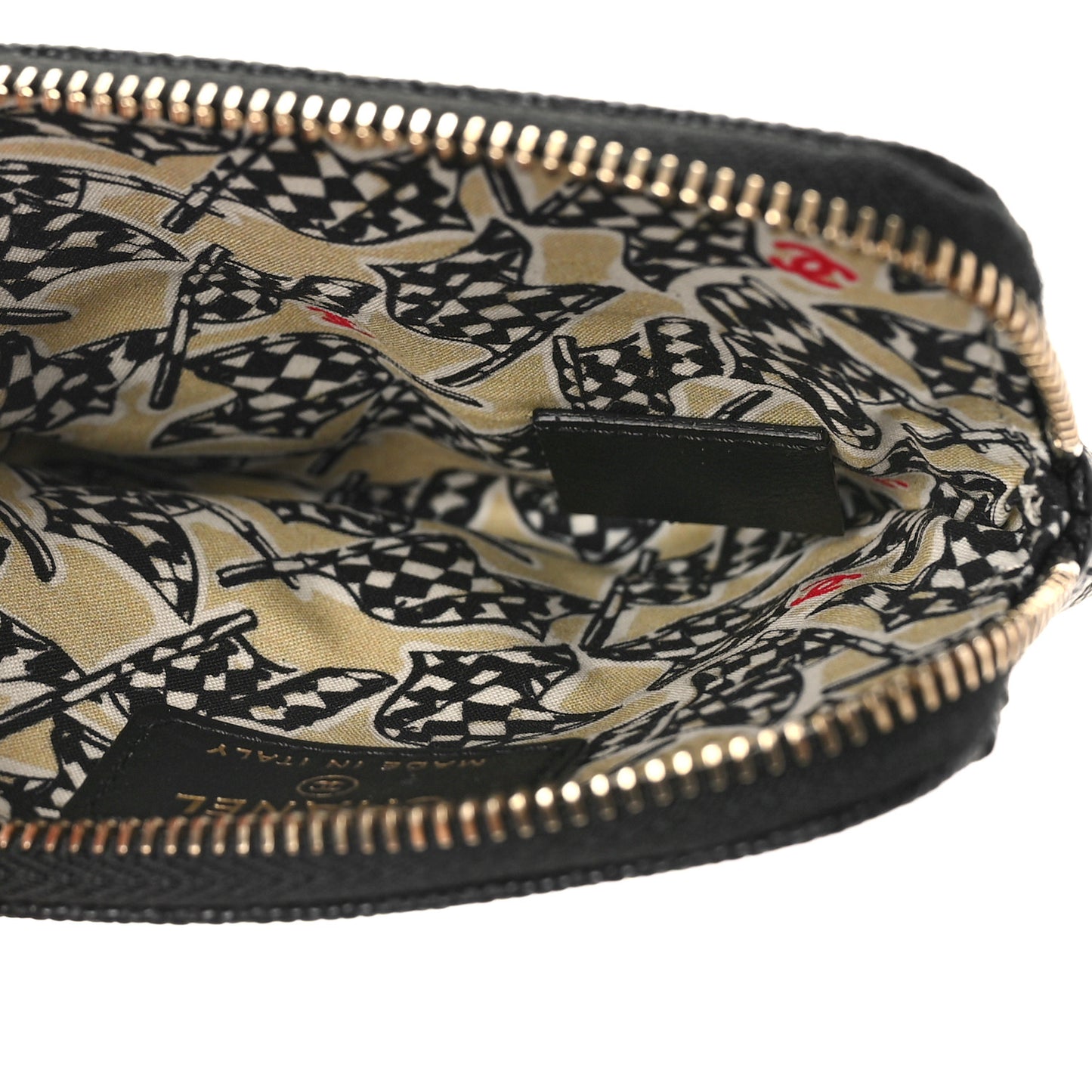 Caviar Metal Quilted Striated Zip Card Holder Wallet Black