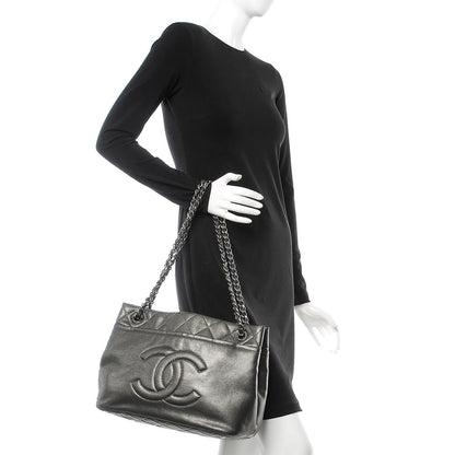 Chanel Metallic Caviar Quilted CC Timeless Tote Dark Silver 2 of 7