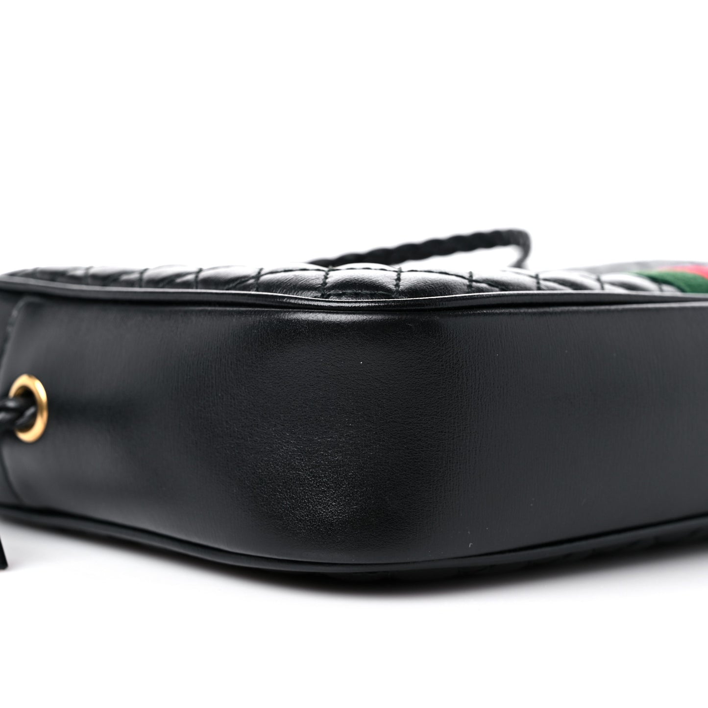 Calfskin Web Trapuntata Small GG Shoulder Bag Black