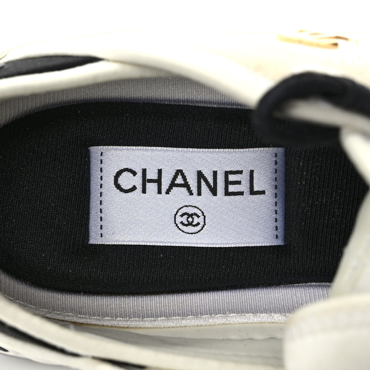 Chanel Velvet Calfskin Mixed Fibers CC Sneakers 37.5 Ivory Black 8 of 9