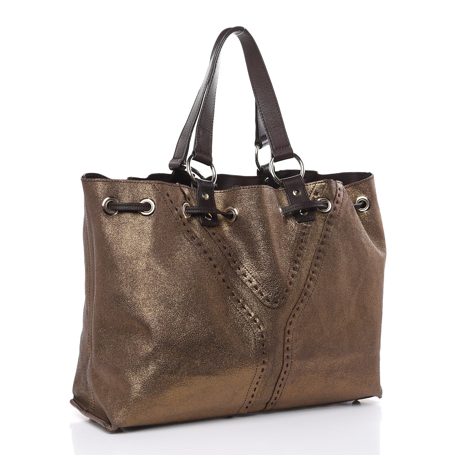 Saint Laurent Calfskin Reversible Double Sac Y Tote Gold Brown 5 of 18