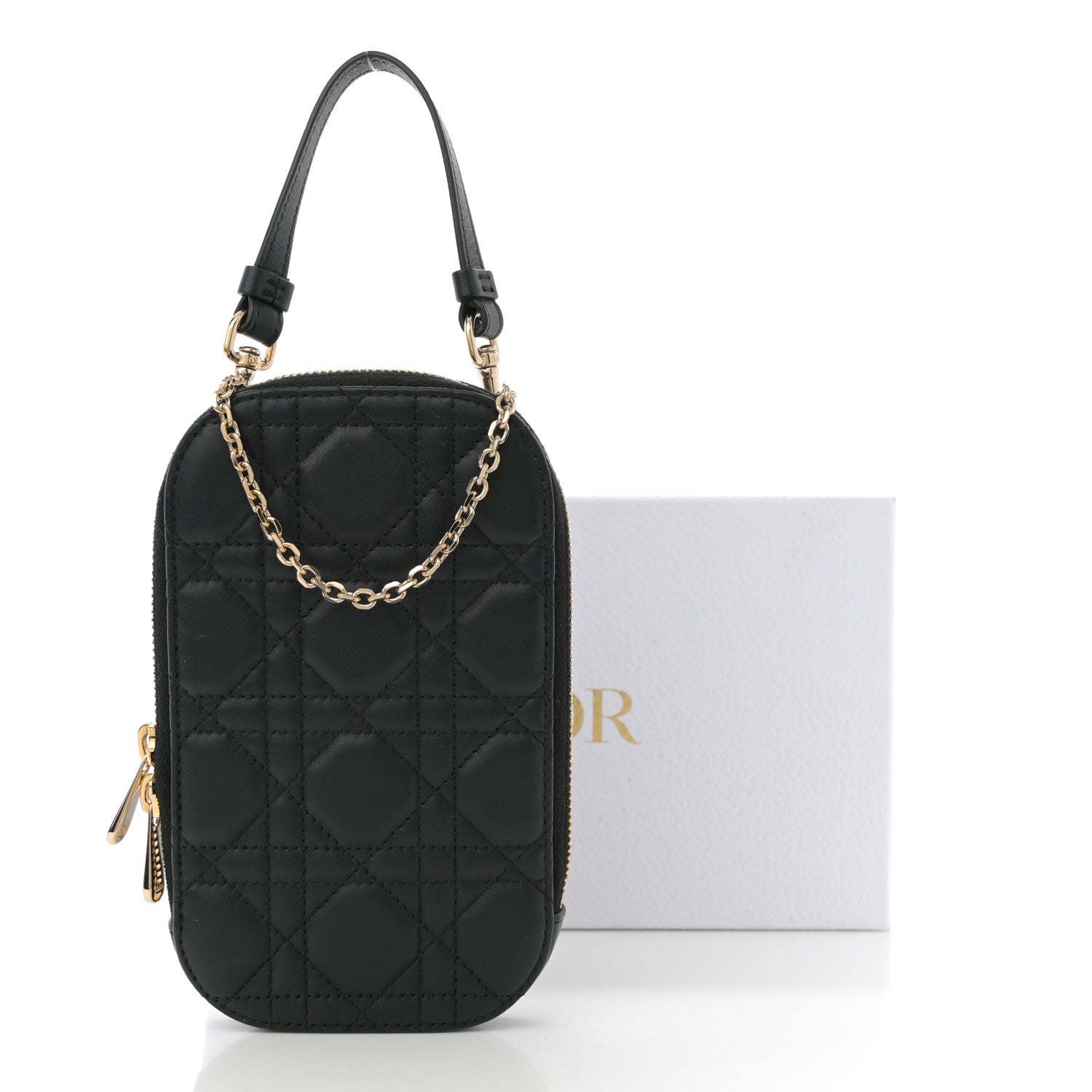 Christian Dior Lambskin Cannage Lady Dior Phone Holder Black 13 of 13