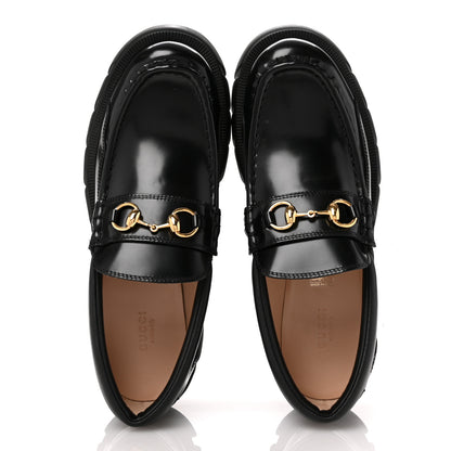 Gucci Magnum Calfskin Nappa Samoa Womens Horsebit Platform Chunky Lug Sole 40mm Loafers 41 Black 2 of 8