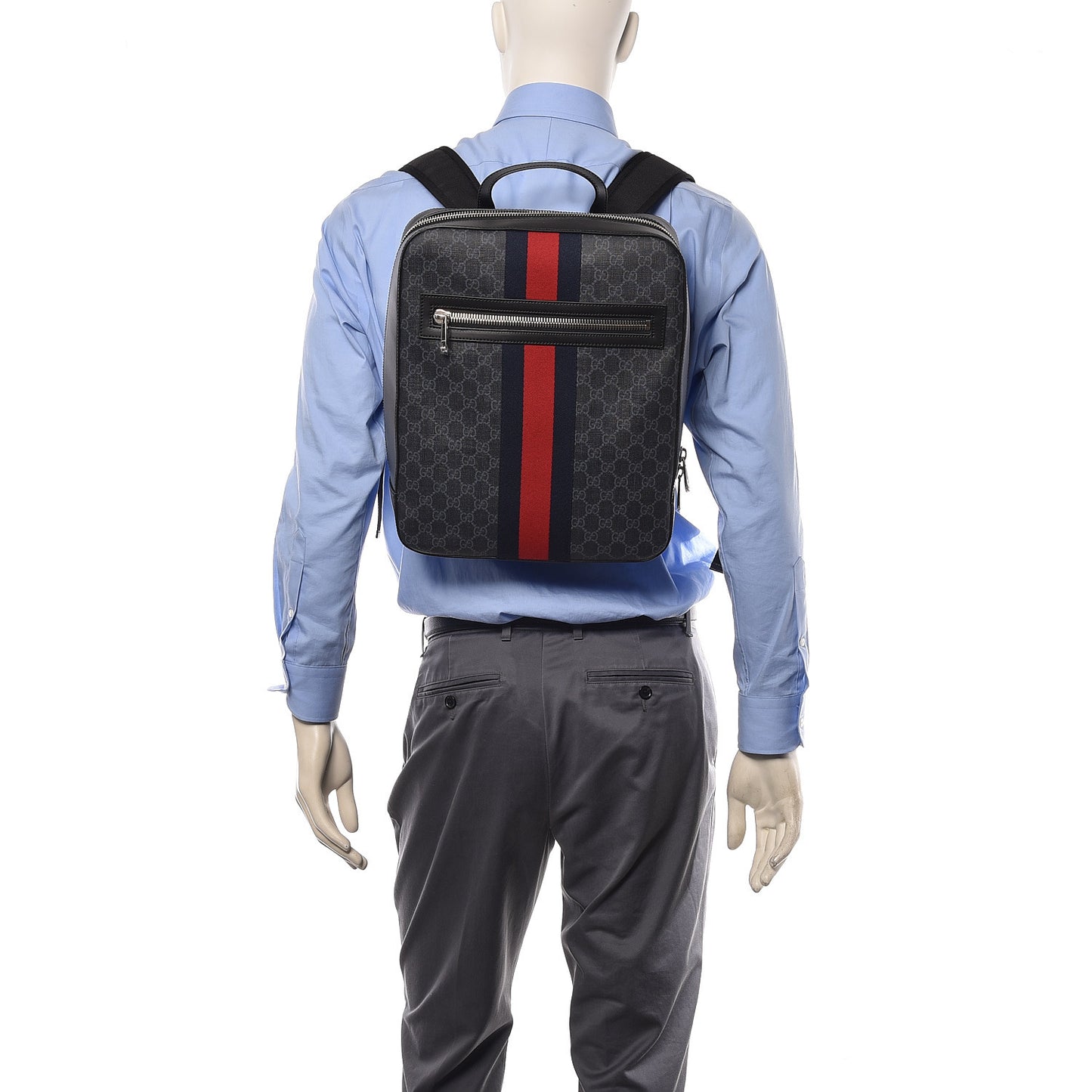 GG Supreme Monogram Web Tote Backpack Black Grey