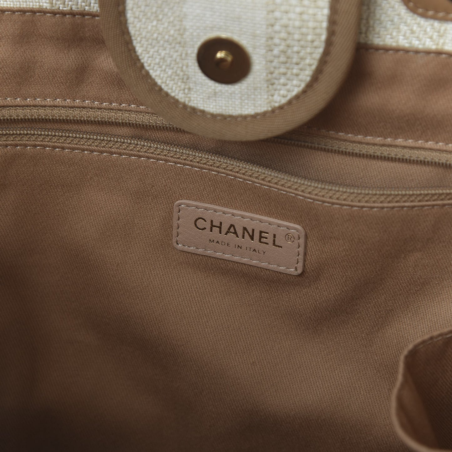 Mixed Fibers Striped Medium Deauville Tote Beige