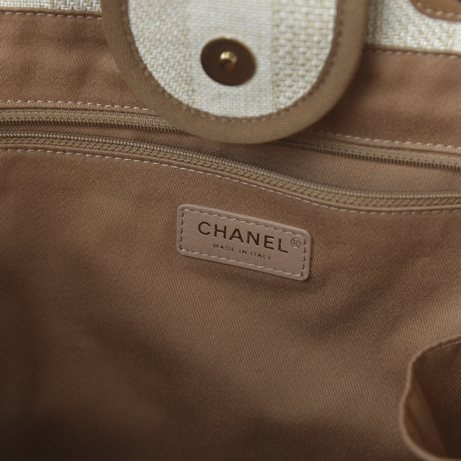 Chanel Mixed Fibers Striped Medium Deauville Tote Beige 8 of 10