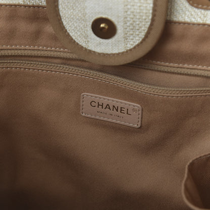 Chanel Mixed Fibers Striped Medium Deauville Tote Beige 8 of 10