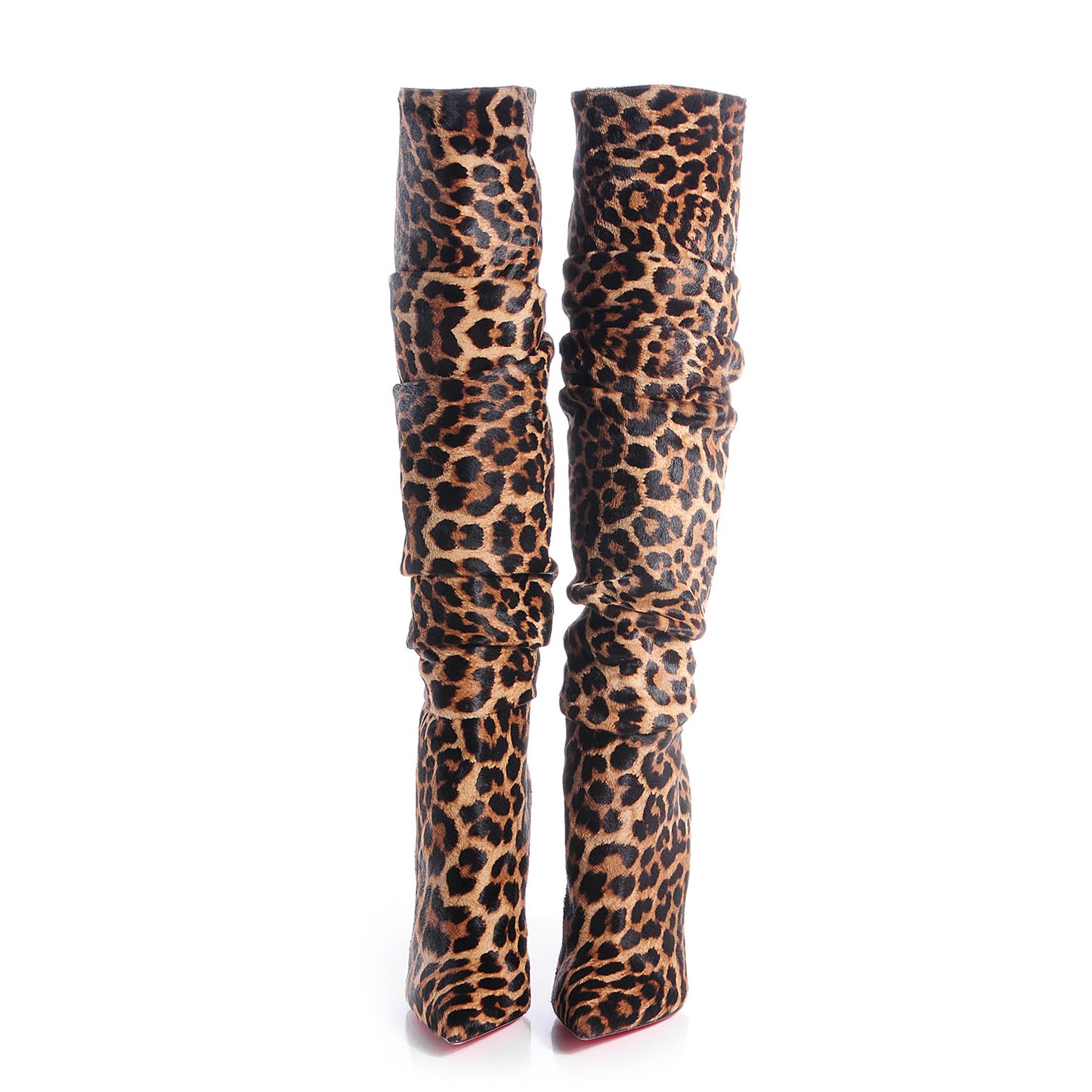 Leopard Pony Hair Ishtar Botta 120 Ruched Knee Boots 38.5