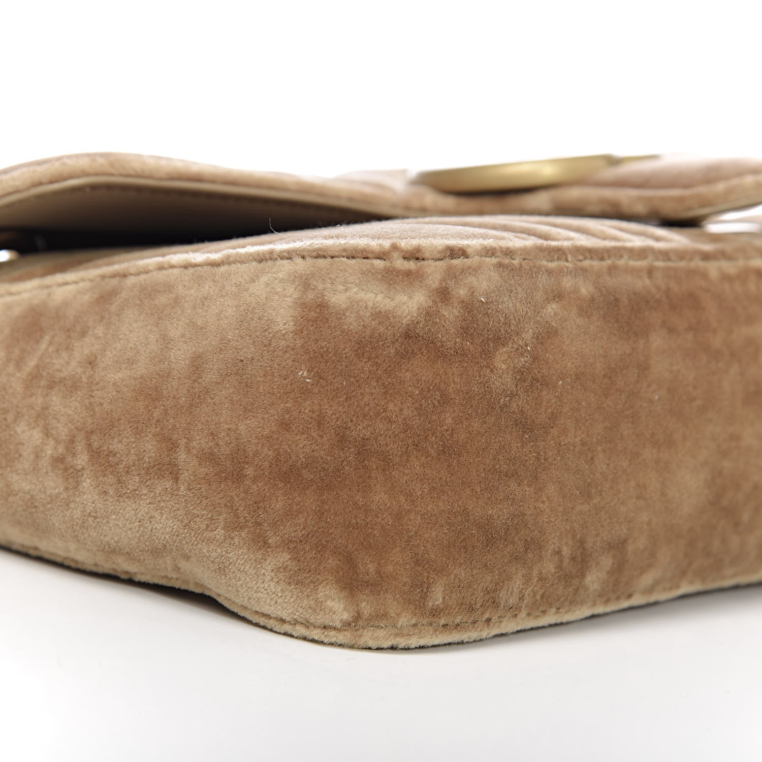 Gucci Velvet Matelasse Small GG Marmont Shoulder Bag Taupe 8 of 10