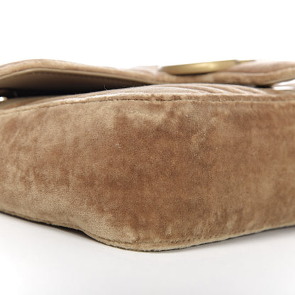 Gucci Velvet Matelasse Small GG Marmont Shoulder Bag Taupe 8 of 10