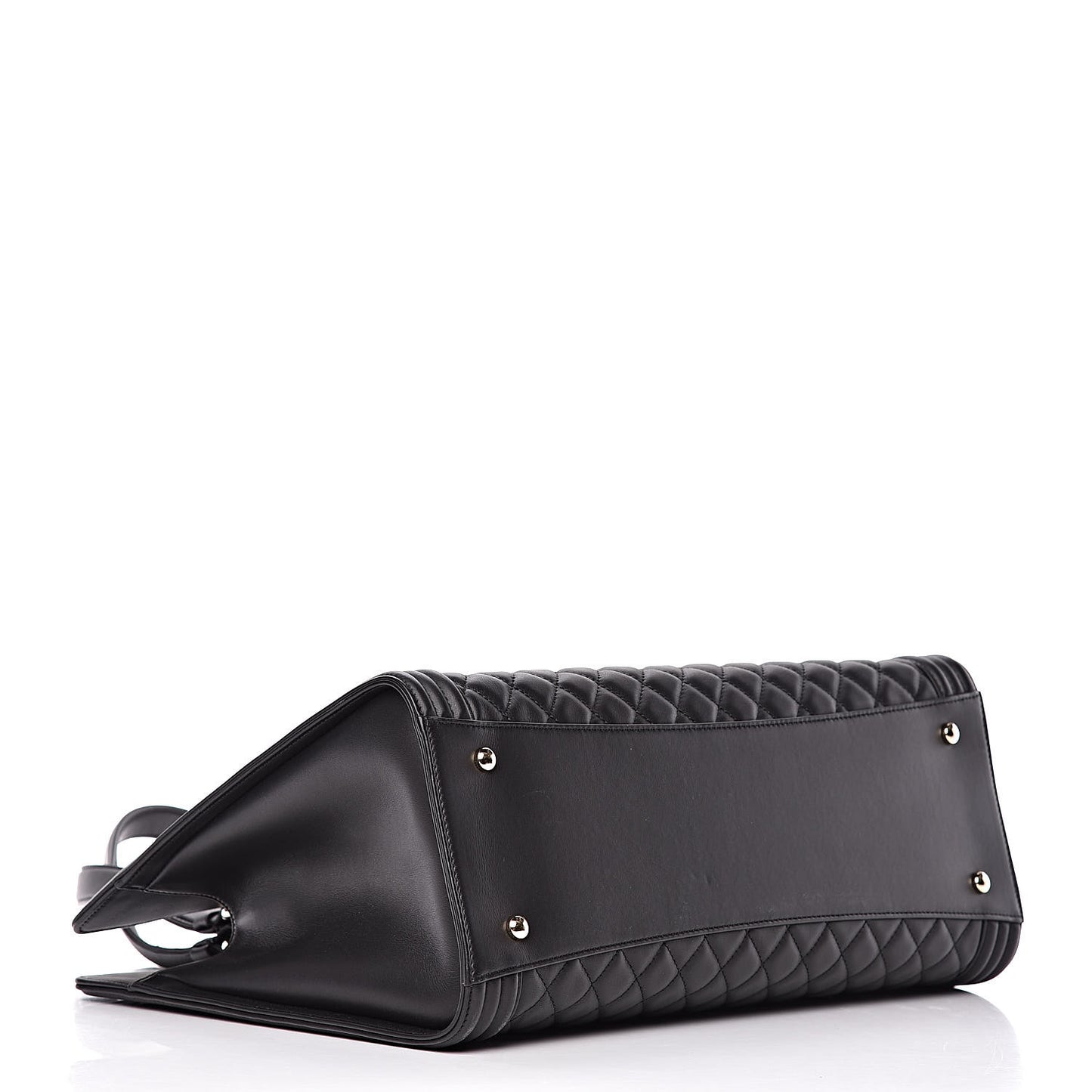 Calfskin Quilted Boy Shopping Tote Black