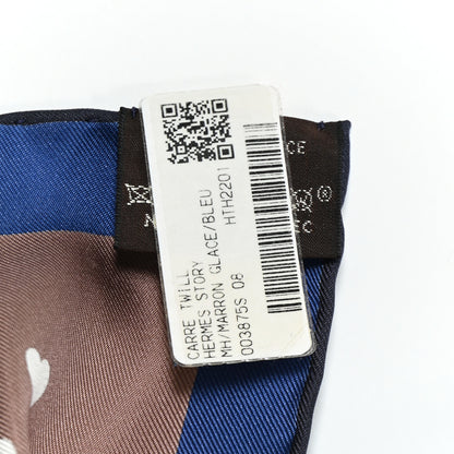 Hermes Silk Hermes Story Scarf 90 Marron Glace Bleu 3 of 5