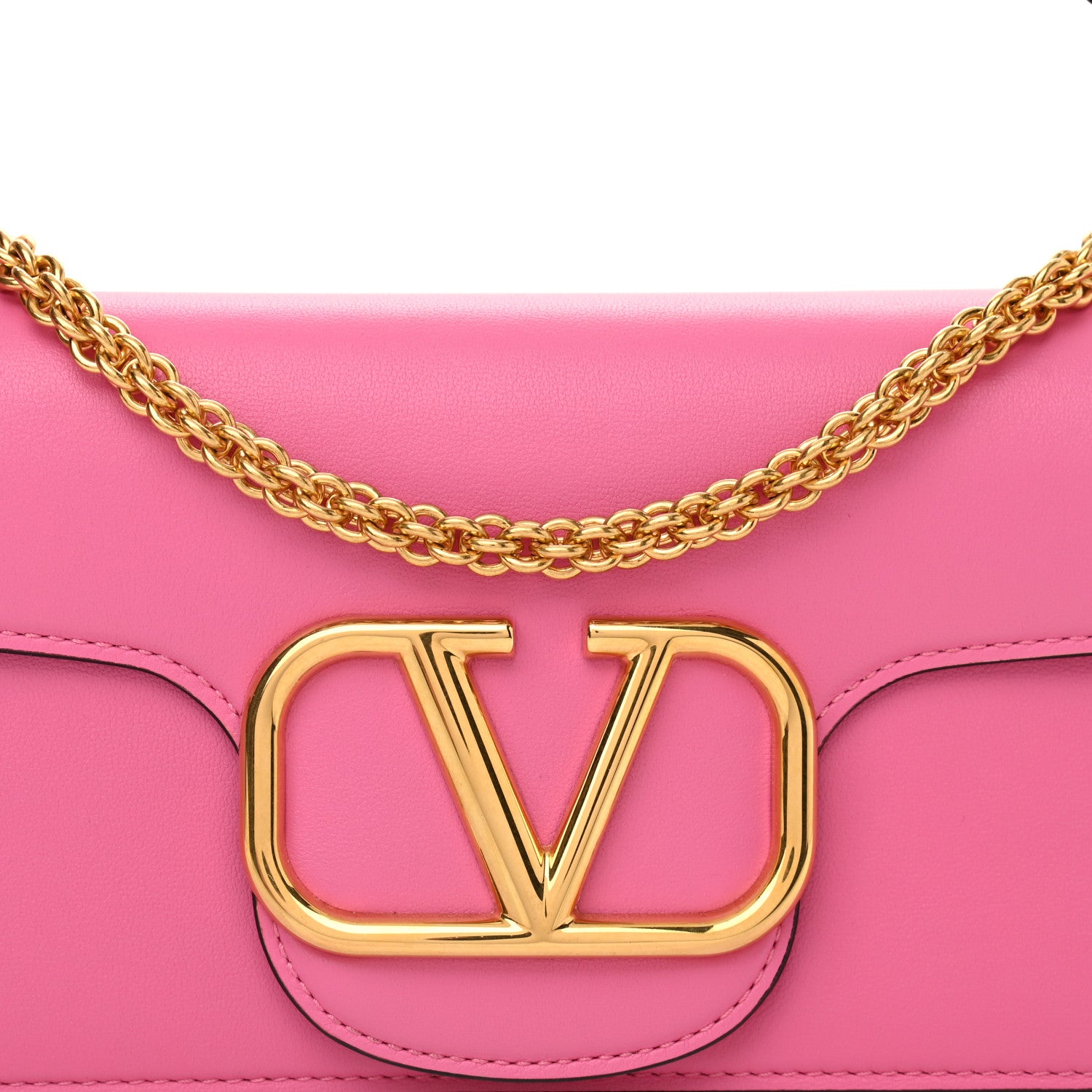 Valentino Garavani Calfskin Vlogo Loco Shoulder Bag Feminine Pink 7 of 9