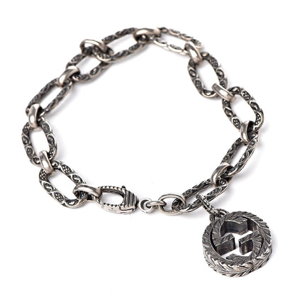 Gucci Sterling Silver Textured Interlocking G Charm Bracelet 1 of 5