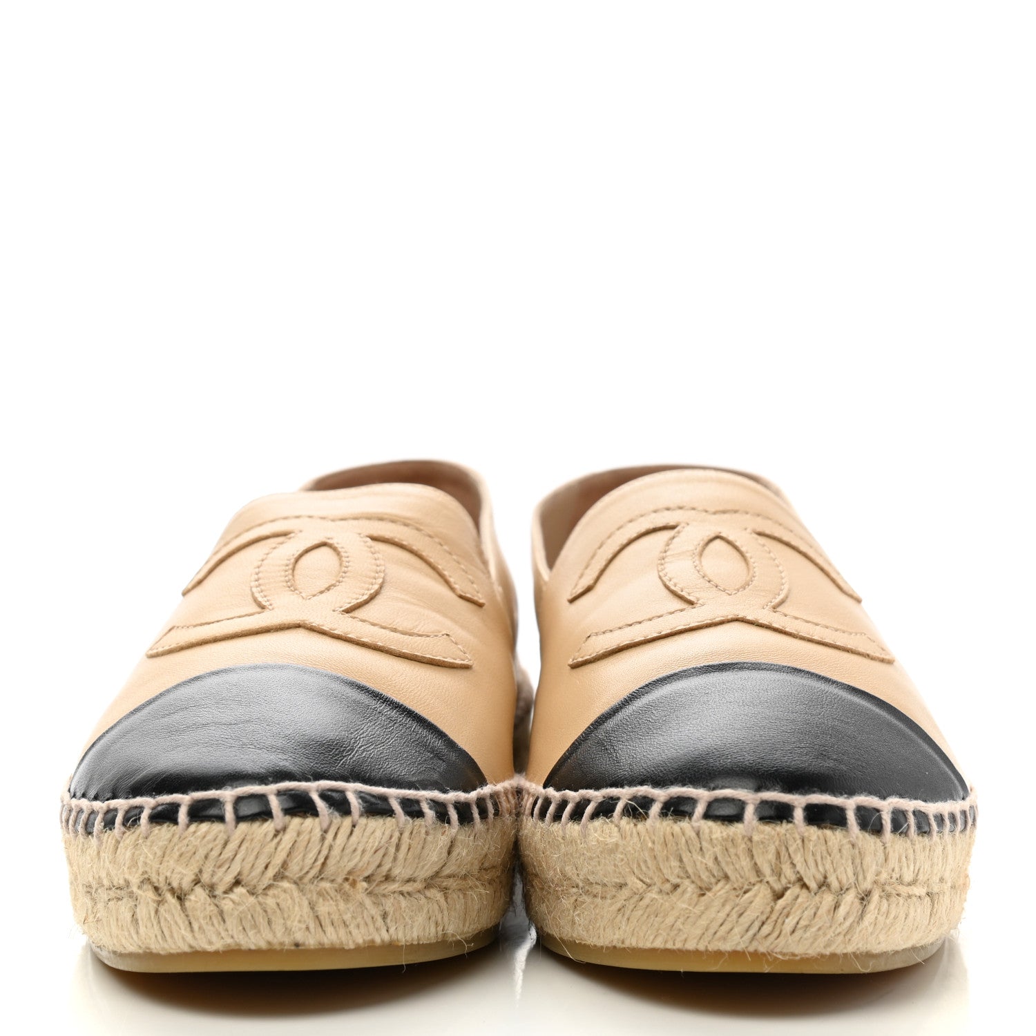 Chanel Lambskin CC Espadrilles 39 Beige Black 2 of 11